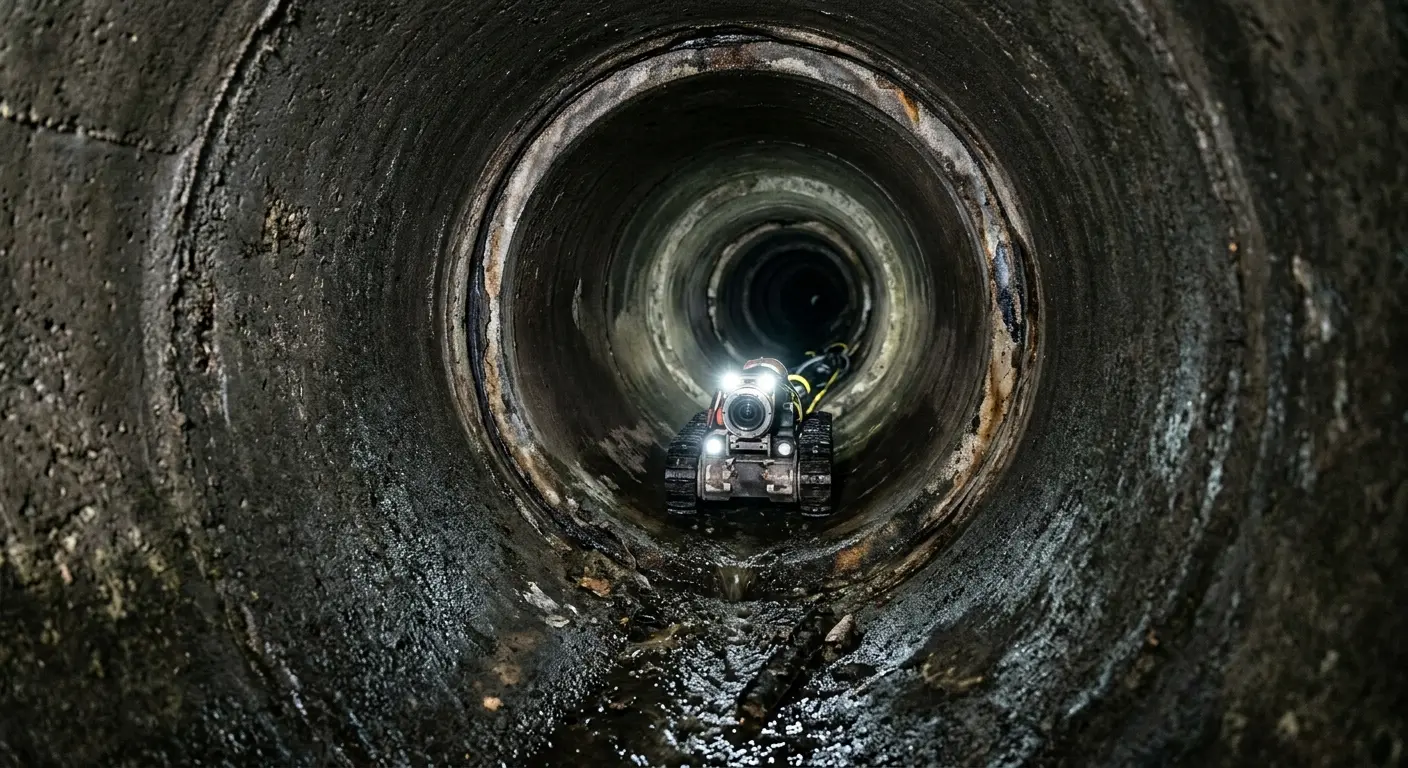 Robotic sewer camera inspecting pipe interior for Drain Snake Service in Battlefield